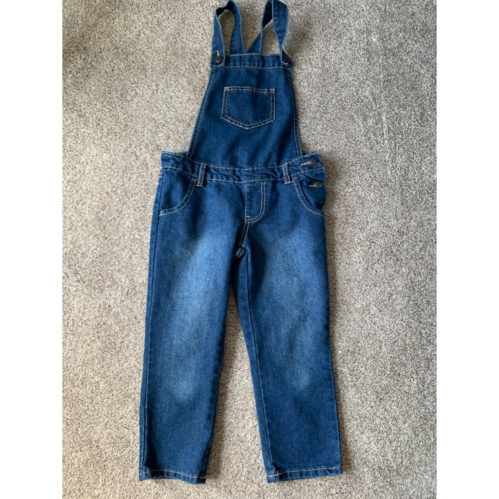The Childrens Place Kids Dark Wash Skinny Denim Overalls Stretch Size 8